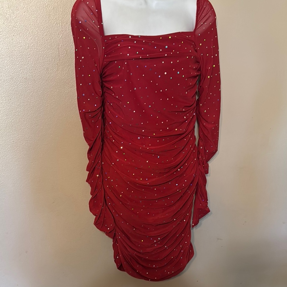 Womens Shein Elegant Red Ruched Dress size L